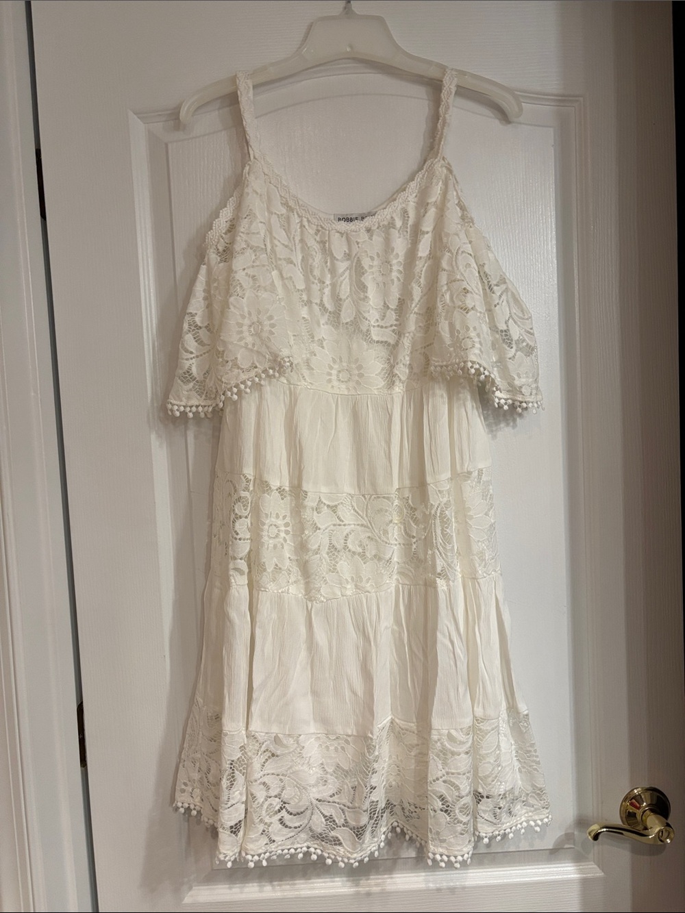Robbie Bee Cream Lace Tiered Midi Dress - Picture 1 of 3